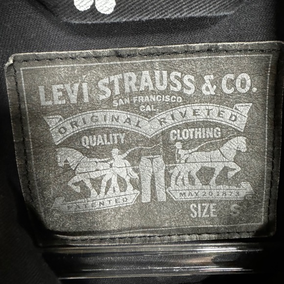 Levi Strauss & Co Paint Splatter Denim Trucker Jacket Small Black Excellent - Picture 6 of 7